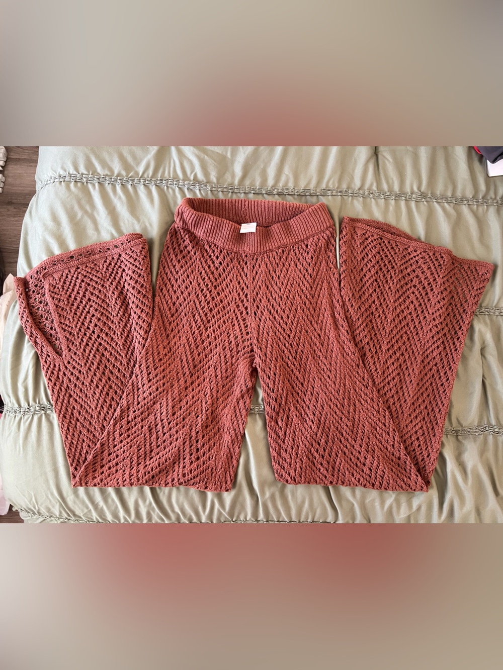 Wild Fable Brown Open-Knit Crochet Swim Coverup Pants